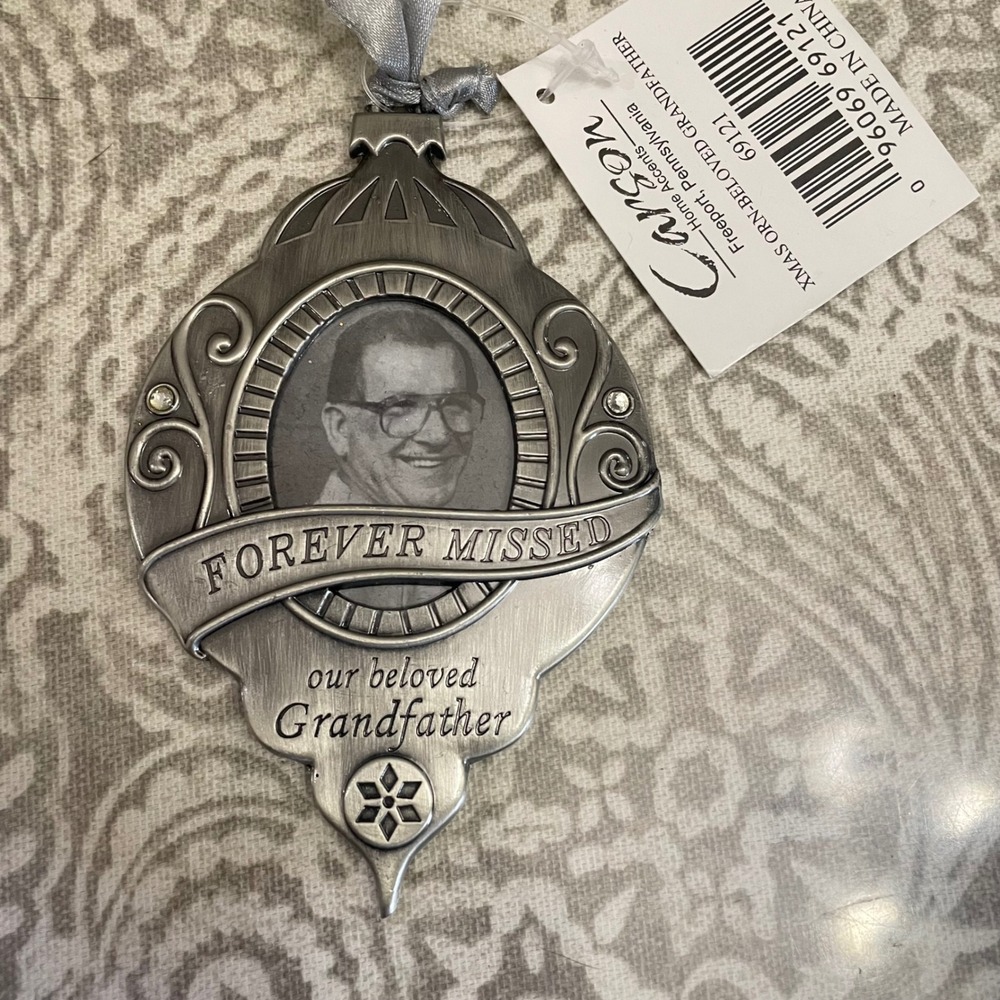 Carson Home Accents Forever Missed Grandfather Memorial Photo Ornament 69121 NEW